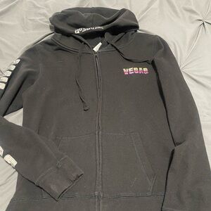 VS Pink Black Zip-Up Hoodie with Logo Vegas bling